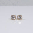14K YG Lab Diamond Norwich Cushion Cut With Certificate  Stud Earrings / 2gr / 9mm / 3.32 CTTW Lab VS / E-F