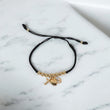 18K YG Three Graces-Cross-Heart-Anchor-Diamond Cut Balls Bracelet Tejido / 2.22gr / Adjustable /