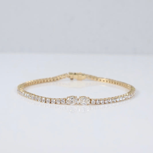 14K YG Lab Diamond Tennis Bracelet / 6gr / 2.1mm / 7in / 3.13Ct Lab Dia