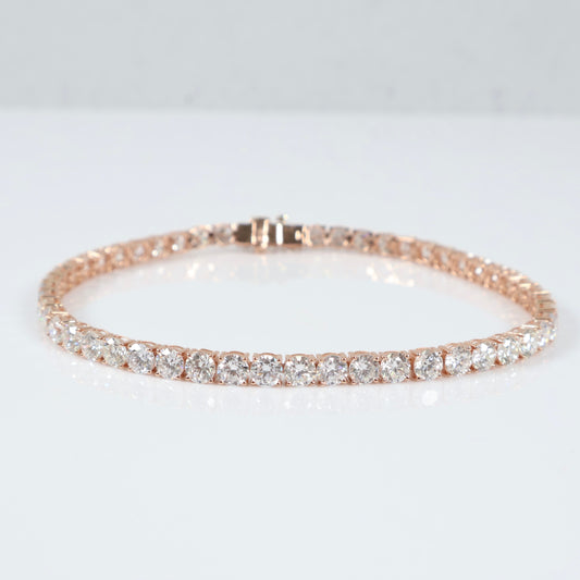14K RG Lab Diamond Tennis Bracelet / 8.3gr / 4mm / 8in / 11.83Ct Lab Dia