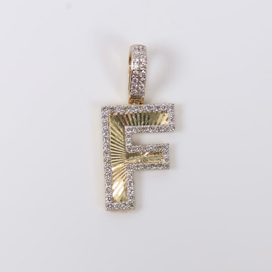 10K YG Diamond Letter F Pendant / 2.47gr / 0.8in / D-0.55Ct