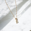 18K Yellow Gold Letter F Jewelry Set With Zircons / 1.3gr / 15in