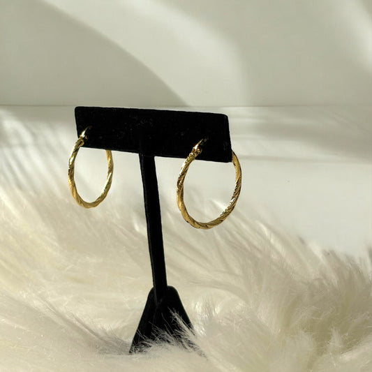 10K Yellow Gold Braided Fashion Hoop Earrings / 1.8gr