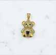 10K Yellow Gold Diamond Bear-Heart Blue Pendant 1.05Ct Dia / 3.83gr / 1.3in