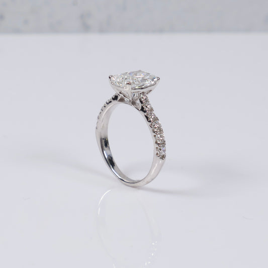 14K WG Lab Diamond Radiant Brilliant With Certificate Engagement Ring / 3.52gr / Sz 7 / 2.99 CTTW Lab VS / E-F