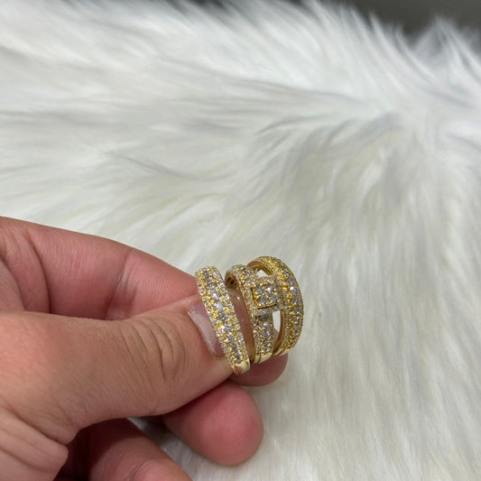 10K Yellow Gold Diamond Fashion Trio Engagement Ring 2.59Ct Dia / 12.5gr / Size 7W/10M