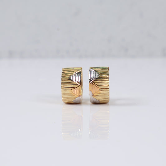 14K Three Colour Gold Fashion Hoop Earrings / 3gr