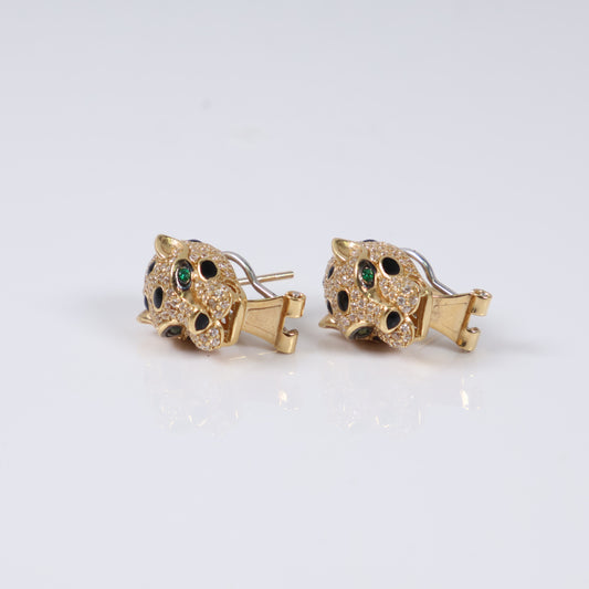 14K Yellow Gold Jaguar Stud Earrings / 8.3gr