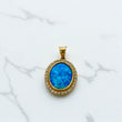 14K Yellow Gold Bluestone Pendant With Zirconia / 2gr