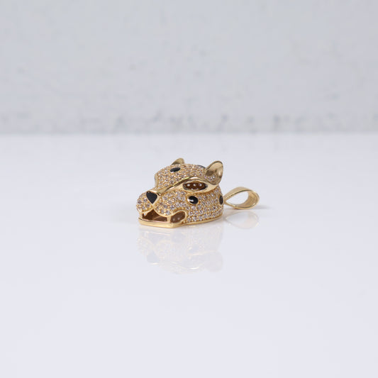 14K Yellow Gold Panther Head Jewelry Set With Zirconia / 16gr