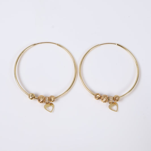 14K Yellow Gold Hoop With Charms Hoop Earrings / 5.2gr