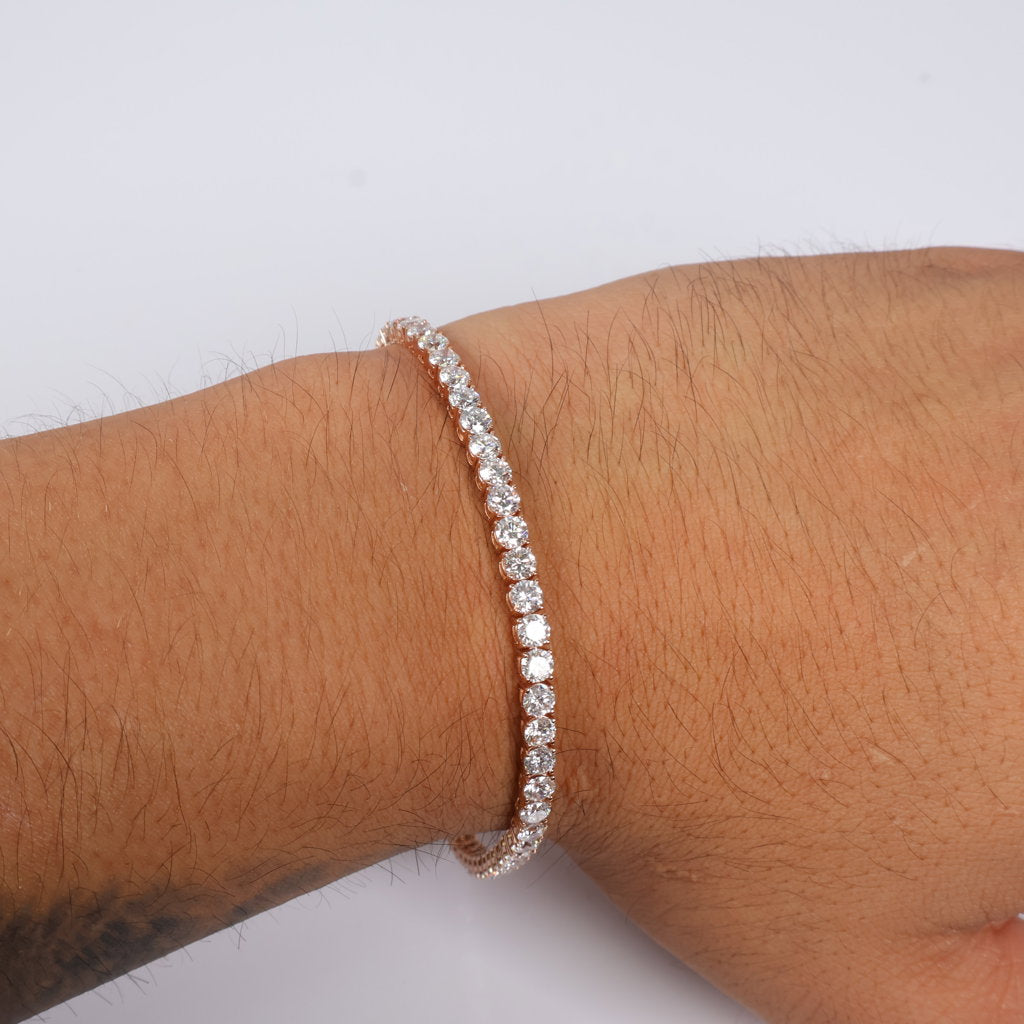 14K RG Lab Diamond Tennis Bracelet / 9.1gr / 3.5mm / 8in / 10.12Ct / VS / F
