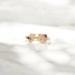 10K YG Diamond HK - Letter F Rings / 2.63gr / Sz 6 3/4 / 0.12Wt Dia