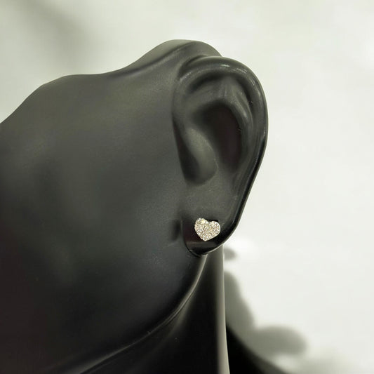 14K White Gold Little Heart Stud Earrings / 0.9gr