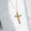18K YG Crucifix Set Jewelry / 6.7gr / 1.3mm / 24in /