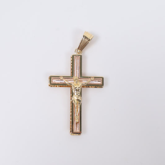 14K 3 Tone Crusifix Pendant / 4gr / 1.5in /