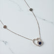 14K WG Diamond Double Heart With Sapphire Set Jewelry / 2.93gr / 1mm / 18in / S-0.28Ct / D-0.40Ct