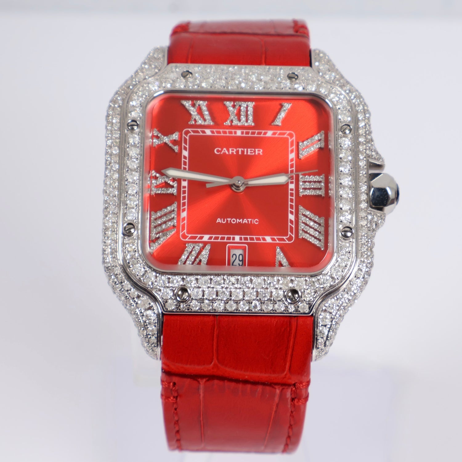 Cartier Santos Red Bustdown Watch / XL /