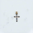10K YG Cross Pendant / 1.1gr / 0.8in / With Blue-White Zircons