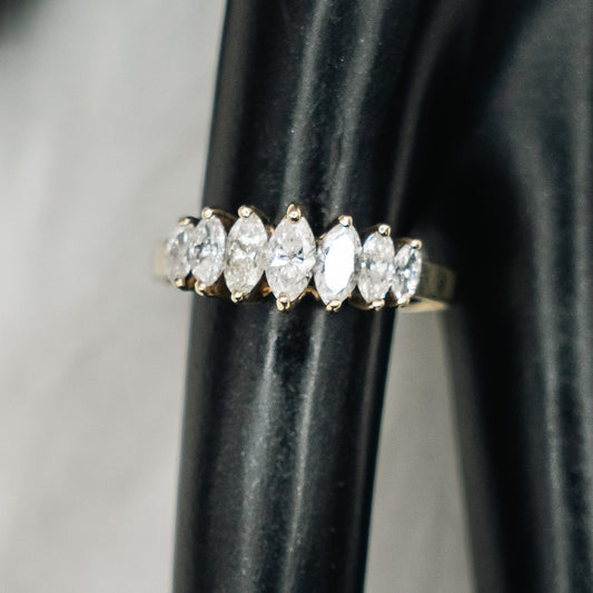 Marquise Diamonds Engagement Ring 14K Yellow Gold / 3gr / Size 8