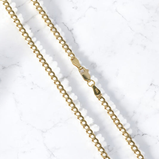 14K Yellow Gold American Cuban Link Chain / 3.7gr / 2.6mm / 16in