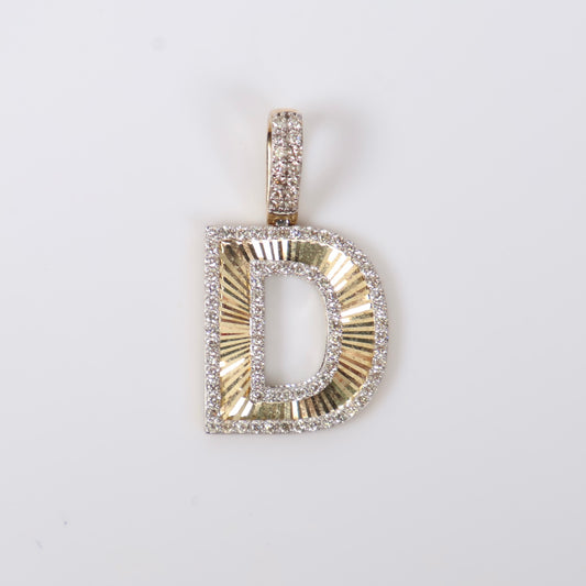 10K YG Diamond Letter D Pendant / 3.2gr / 0.8in / D-0.65Ct