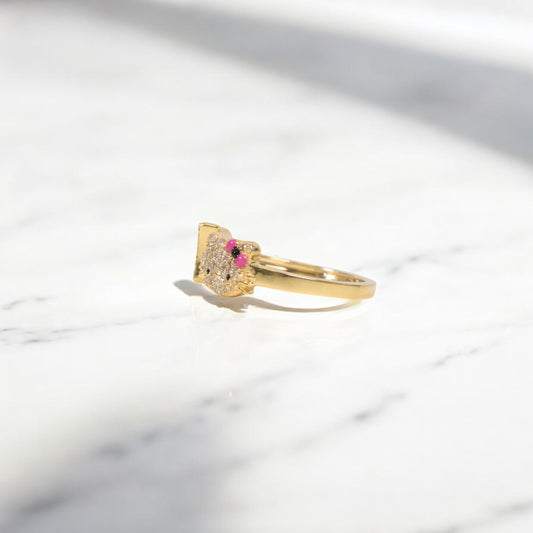 10K YG Diamond HK - Letter U Rings / 2.4gr / Sz 7 1/4 / 0.14Wt Dia