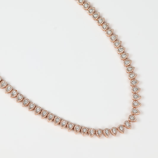 10K RG Diamond Luxury Pear Style Chain / 23.74gr / 5.7mm / 17in / D-3.65Ct