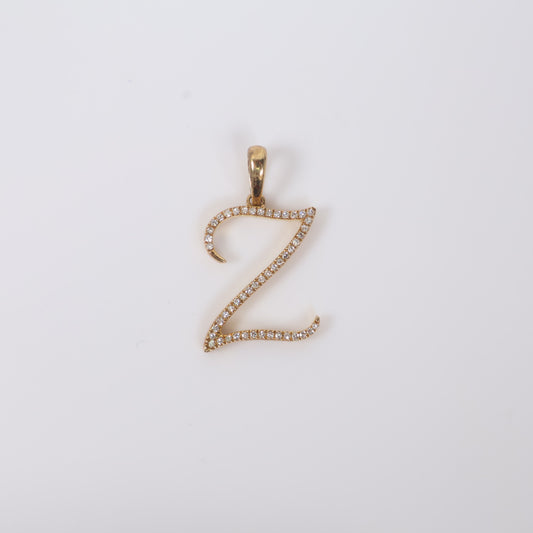 10K YG Diamond Little Letter Z Italics Pendant / 1.5gr / 0.8in / D-0.18Ct