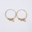 14K Yellow Gold Hoop With Charms Hoop Earrings With Diamond / 6.5gr