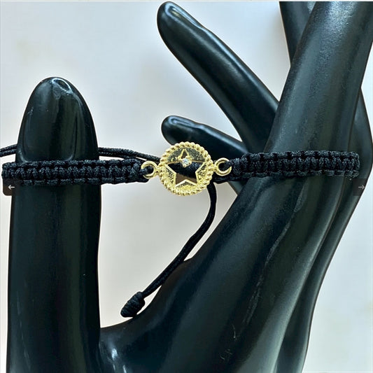 18K Yellow Gold Tejida Start Adjustable Bracelet With Zircons / 0.73gr