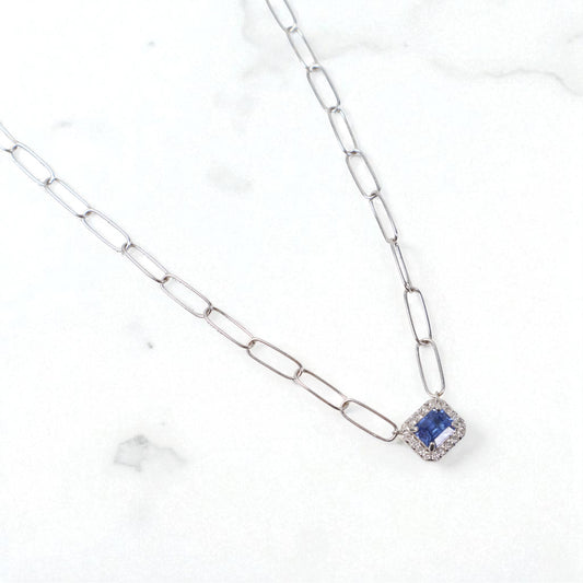 18K WG  Diamond Luxury Purple Stone Set Jewelry / 3.74gr / 3mm / 15in / Wt Dia