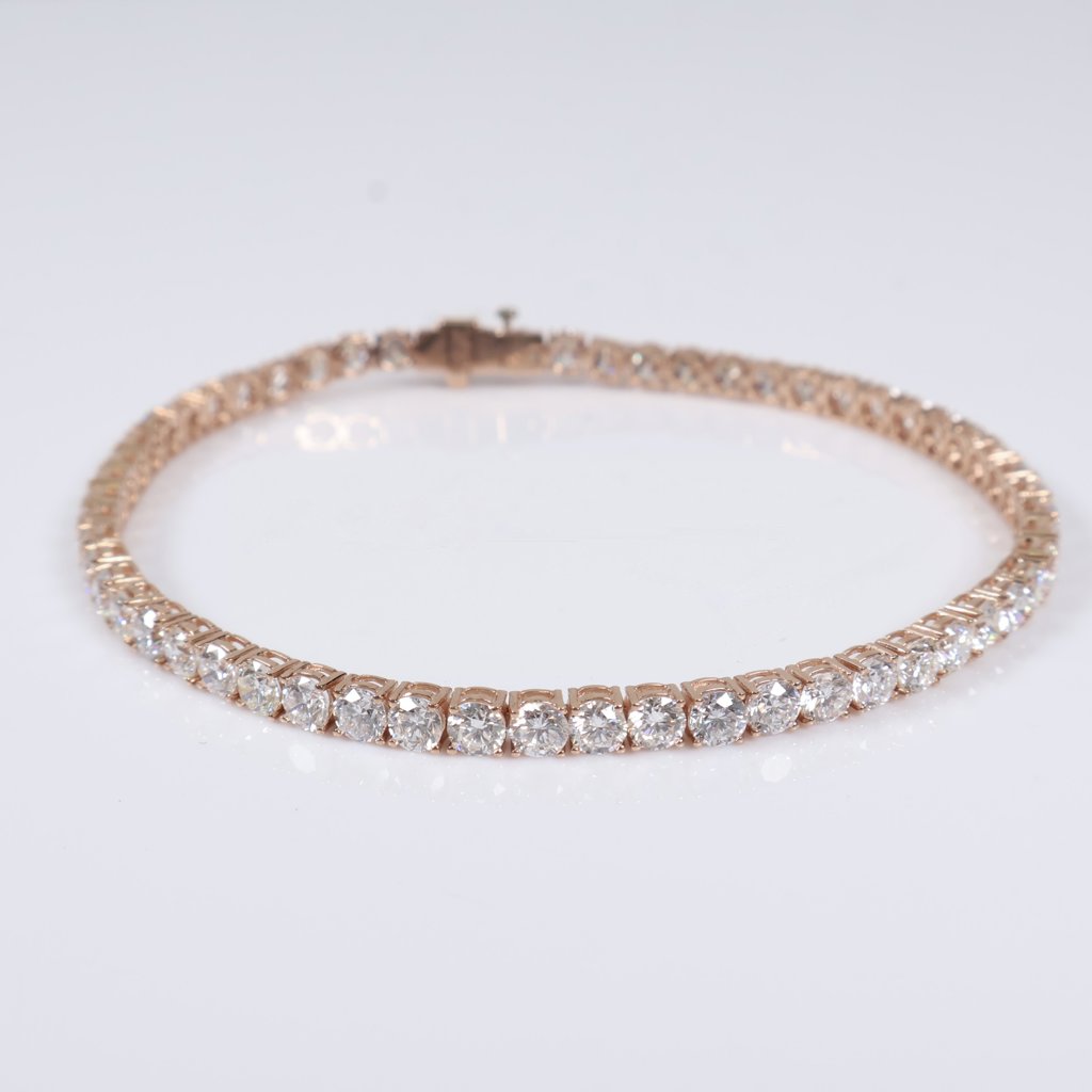 14K RG Lab Diamond Tennis Bracelet / 9.1gr / 3.5mm / 8in / 10.12Ct / VS / F