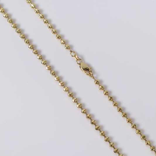 14K YG Military Balls Diamond Cut Chain / 16gr / 3mm / 22in /