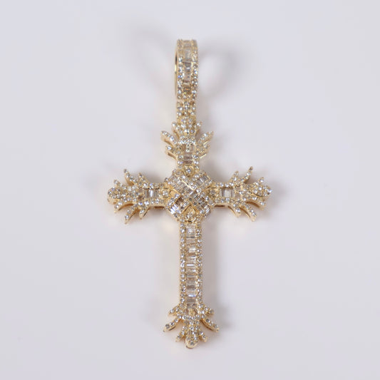 10K YG Diamond Cross Pendant / 5.9gr / 2in / 0.89Ct Dia