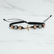 18K 3 Tone Airplane-Diamond Cut Balls Bracelet Tejido / 2.64gr / Adjustable / White Zircons