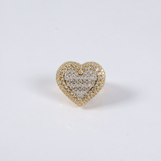 10K YG Diamond Double Heart Ring / 10.3gr / Sz 7 / 4.75Ct / VS2-SI / G-H