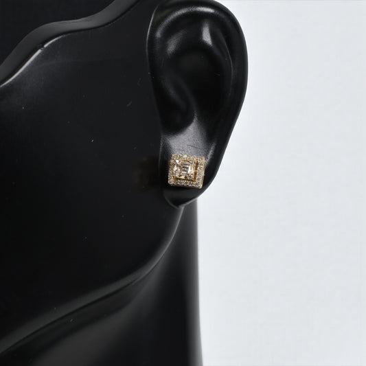 10K YG Diamond Square Fashion Stud Earrings / 1.12gr / 5mm / D-0.25Ct