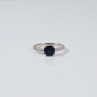 18K WG Cushion Cut Fashion Engagement Ring / 2.2gr / Sz 5 3/4 / Blue-White Zircons
