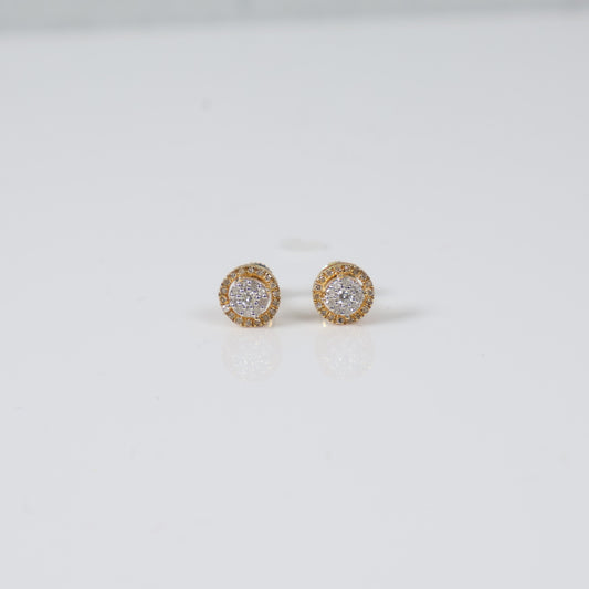 10K Yellow Gold Diamond Flower Stud Earrings 0.28Ct / 1.1gr