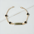 14K YG Baby Roll-on Name Plate With Black Heart Bracelet / 2.6gr / 2mm / 6in /