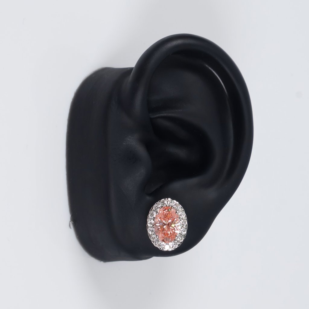 14K WG Lab Diamond Solitaire Round Stud Earrings / 3.54gr / 13mm / 4Ct Lab Dia / VS / F