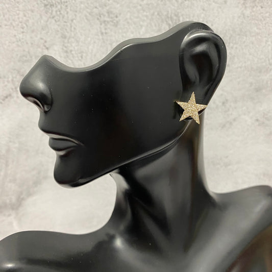 14K Yellow Gold Diamond Star Stud Earrings 0.50Ct Dia / 1.9gr / 13mm