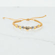 18K 3 Tone Heart-Smooth Balls Bracelet Tejido / 1.36gr / Adjustable /