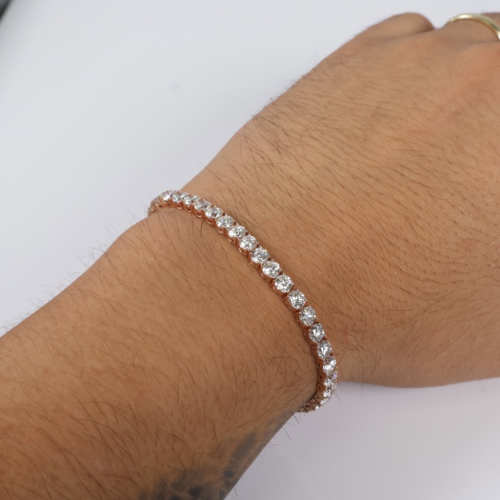 14K RG Lab Diamond Tennis Bracelet / 10gr / 4mm / 8in / 11.62Ct Lab / VS / F