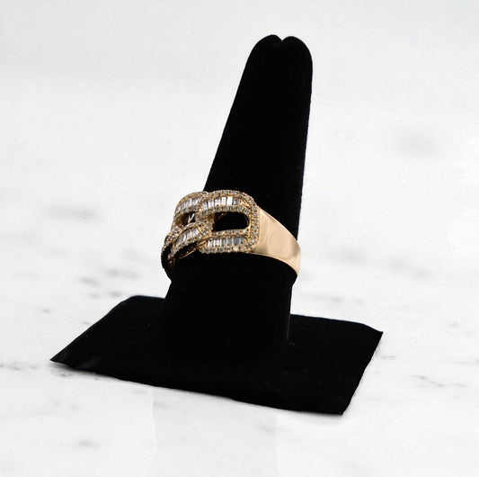 Chain Ring 14K Yellow Gold With Diamond 2,31ct / 7.8gr / Size 10