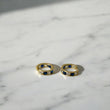 14K Yellow Gold Luxury Bluestone Hoop Earrings / 1.2gr
