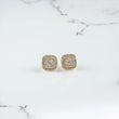 10K YG Diamond Double Square Stud Earrings / 2.41gr / 8mm / D-0.60Ct