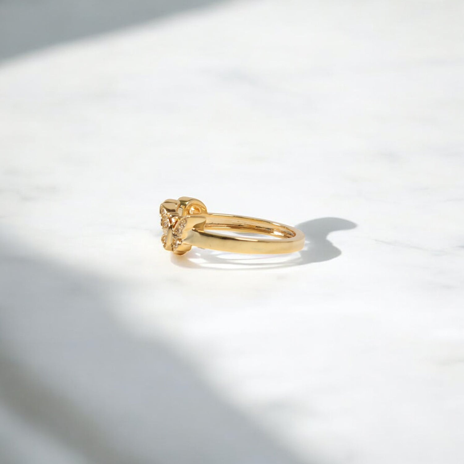 10K YG Diamond Butterfly - Letter V Rings / 2.3gr / Sz 7 / 0.09Wt Dia