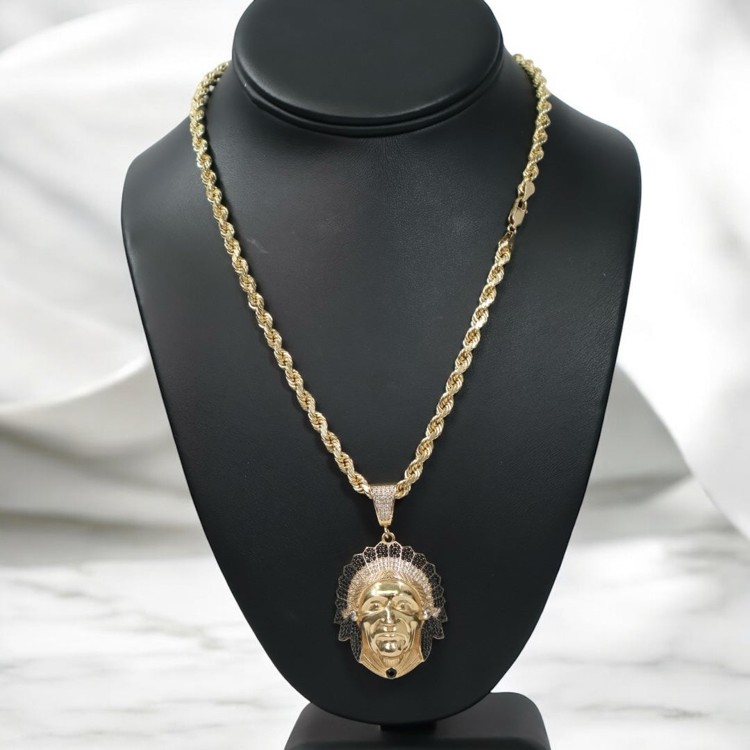 14K YG Indio / Rope chain Set Jewelry / 49Gr / 4.8mm / 18in /